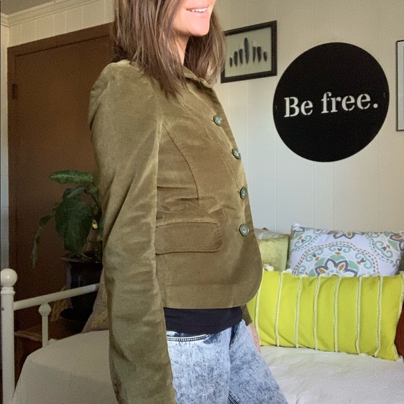 Olive green velvet FOSSIL blazer coat - Picture 10 of 16